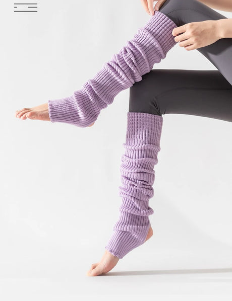 Women's Yoga Thigh-high Leg Warmers with Leg Protection, Long Tube Leg Coverings, Foot-stretching Knee-length Socks