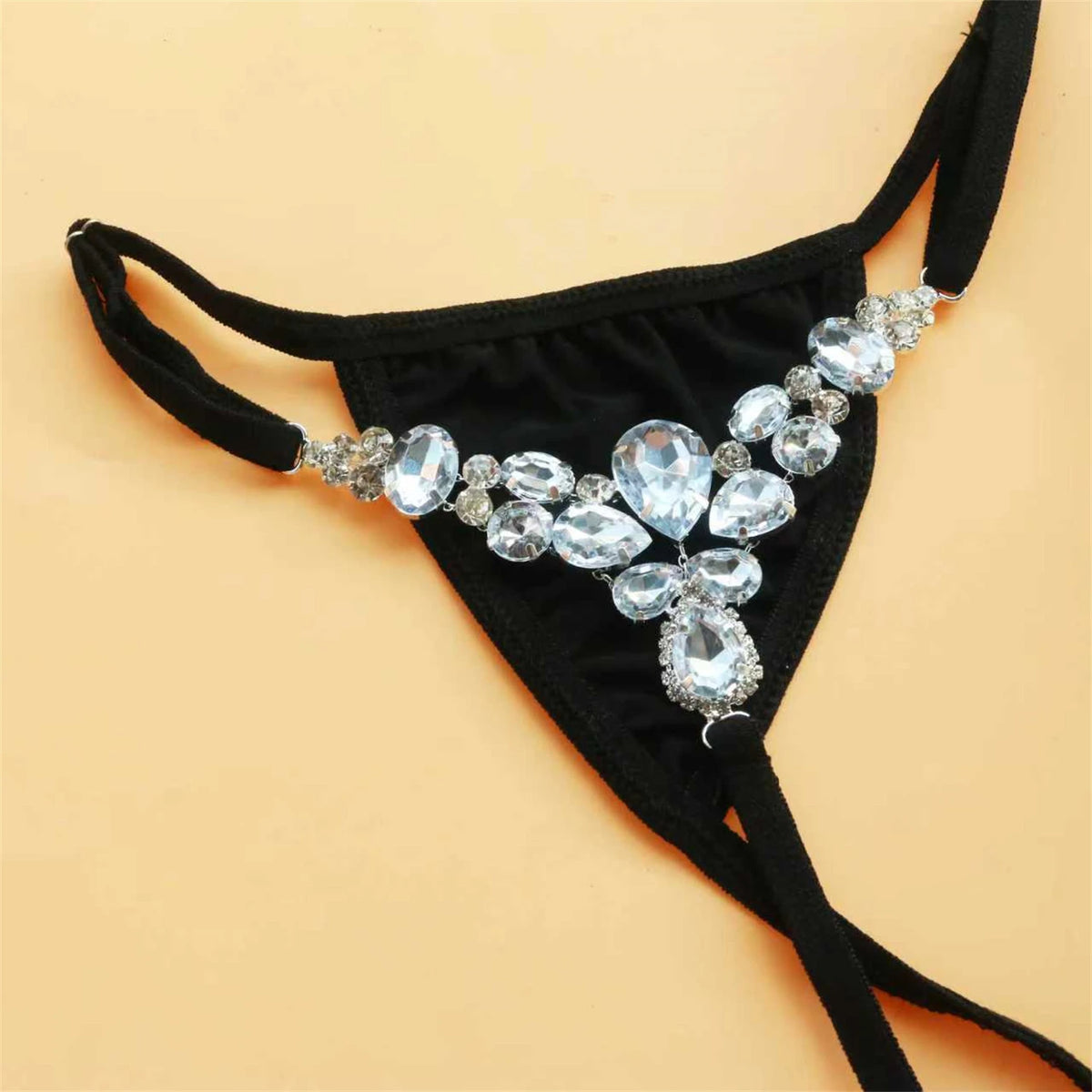 Fashion Briefs Panties Women Rhinestone Thong Club Dance Sexy Bikini Jewelry Accessories Panty Crystal Body Chain Rave Gifts