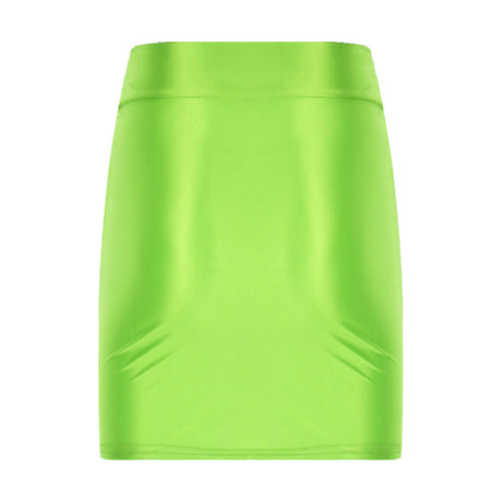 Womens Glossy Two-piece Outfit Oil Shiny Smooth High Waist Mini Skirt with Tank Top Nightclub Rave Outfit Pole Dancing Clubwear