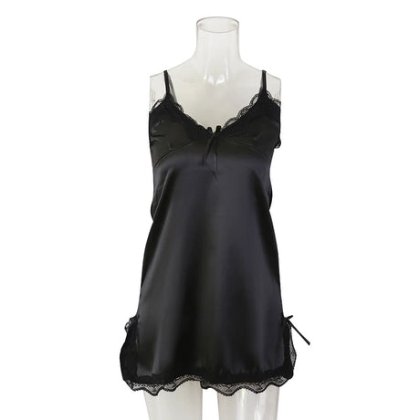 Women Sexy Lace V-neck Sleepwear Suspenders Nightdresses Female Sleeveless Nightwear Sleep Nightdress For Ladies