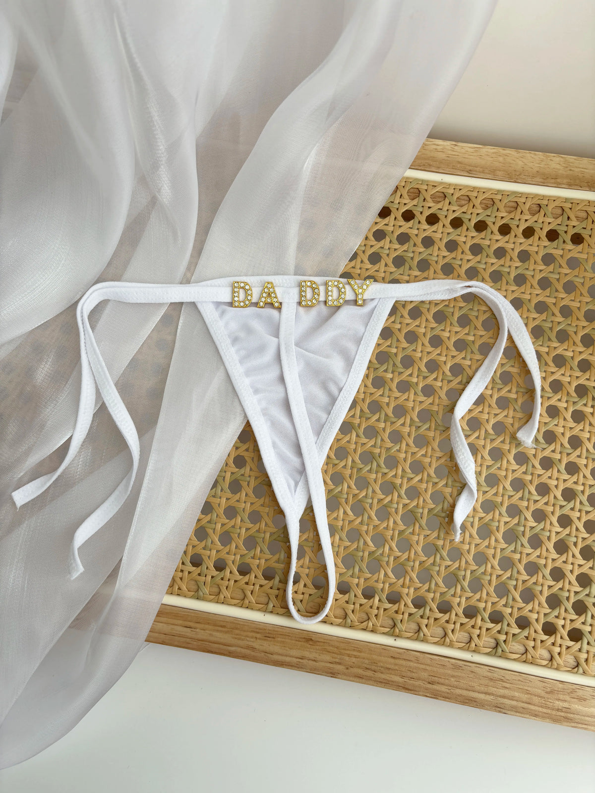 Personalized Custom Rhinestone Letter Name Low Waist Strap Thong G-String Tanga Underwear Bikini Wife Girlfriend Custom Gift
