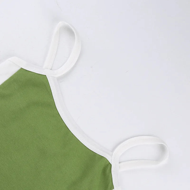 Sleeveless Knitted Crop Tops Green Sexy Basic Patchwork 2023 Summer Casual Cami Backless Y2k Vintage Tank Top Women