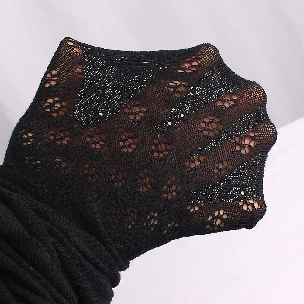 Retro Hollow Out Dot Round Floral Women's Pantyhose Thin Sexy Mesh Breathable Hottie Slim Fit Tights