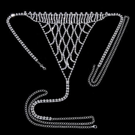 Tassel Underwear Rhinestone Bra Chain Harness for Women Accessories Sexy Fashion Crystal Bikini Bra and Thong Sets Body Jewelry
