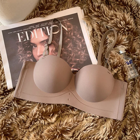Half Cup of Scarless Suspender Bra Without Steel Rings Gathering Strapless Breasts for Women Adjustable Sexy Scarless Underwear