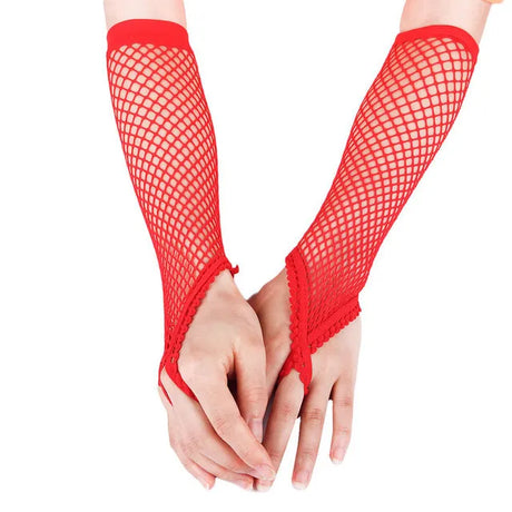 Sexy Elastic Mesh Gloves With Colored Flash Diamonds Bungee Stage Performance Hollow Fishing Net Punk Hiphop Women's Gloves R51