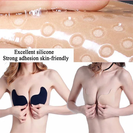 Invisible Push Up Bra for Women Backless Strapless Bra Seamless Front Closure Bralette Underwear Silicone Self-Adhesive Bra Pad