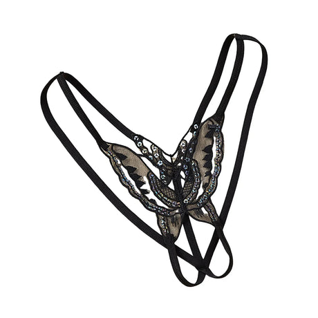 Butterfly Sequin Crotchless Thong Sexy Lingerie Bandage G String Low Waist Women'S Panties Open Crotch Lingerie Underwear Panty