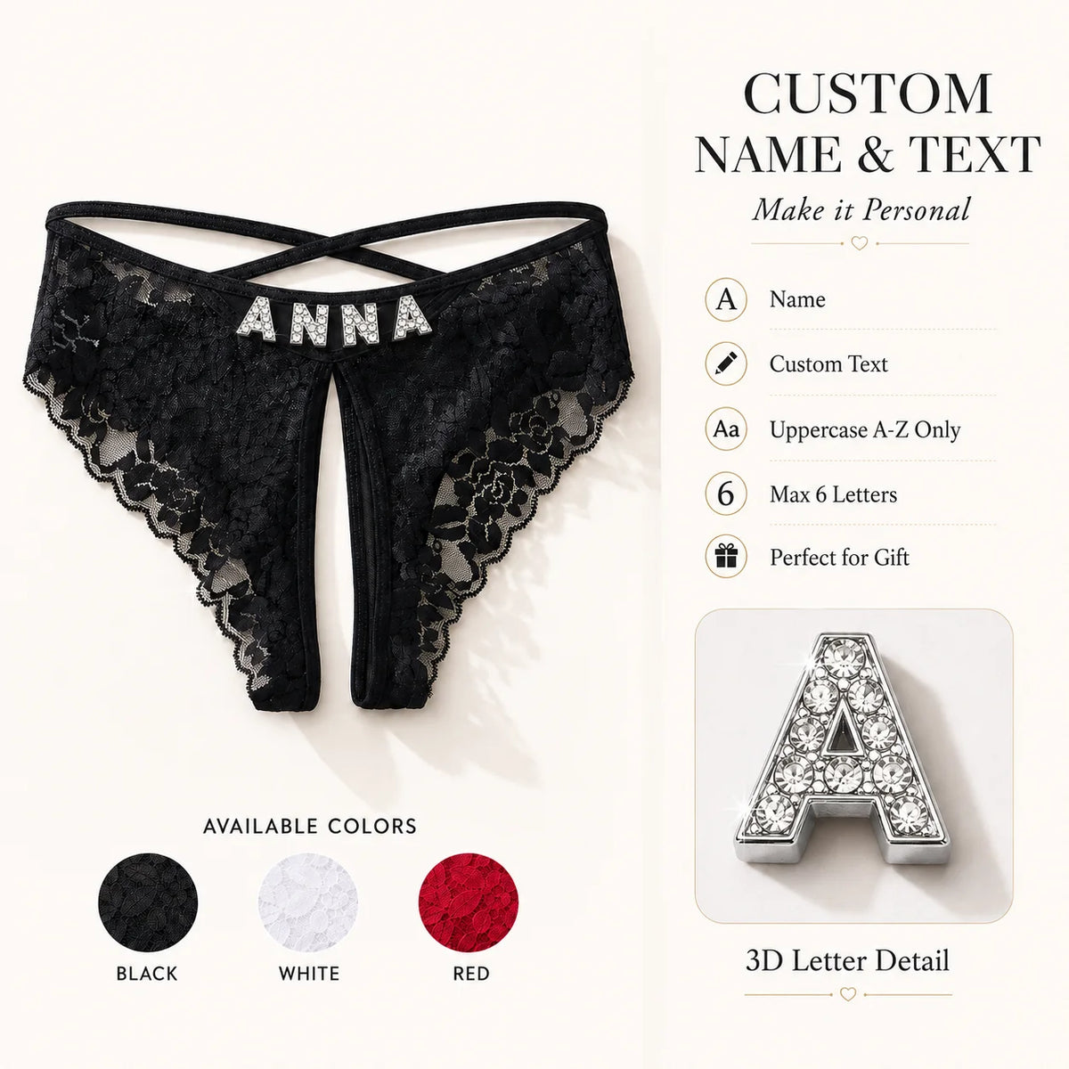 1PC Sexy Women's Thongs Tie-Side Open-Crotch Design Customizable Women's Underwear Comfortable Lace Panties