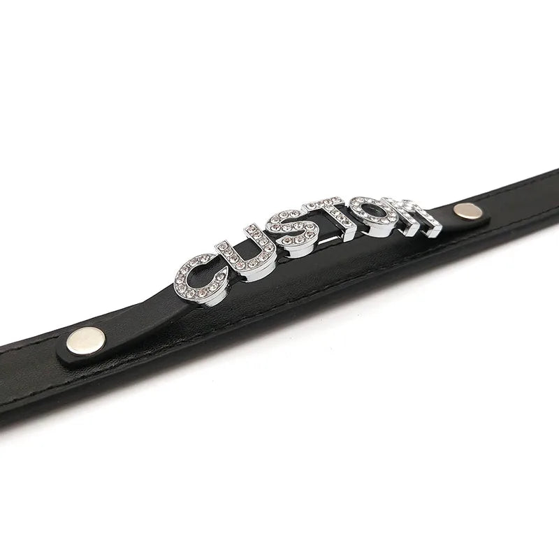 Goth Black PU Leather Customized Name Necklaces Sexy Letters Collar Choker Personalized Cosplay Custom Chocker Jewelry Gift