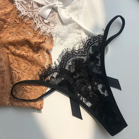 Lace Sexy Panties Thong Women Briefs Girls G String Hollow Out Transparent Underwear Female Thin Low Waist Lingerie Size S-XL