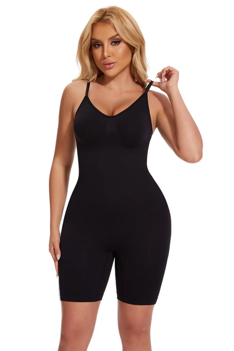 Women V Neck Shapewear Tummy Control Bodysuit Breathable Tank Top Sexy Adjustable Strap Full Body Shaper High Stretch Anti Chafing Faja Invisable Comfortable Shorts Slimming Waist Trainer Butt Lifter 3 Colors Available