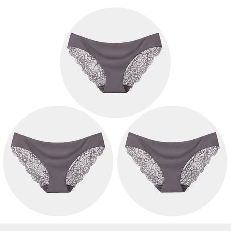 Women's Seamless Underwear Leopard Intimate Women Sexy Lace Black Floral Panties Seamless Panty 3pcs/set