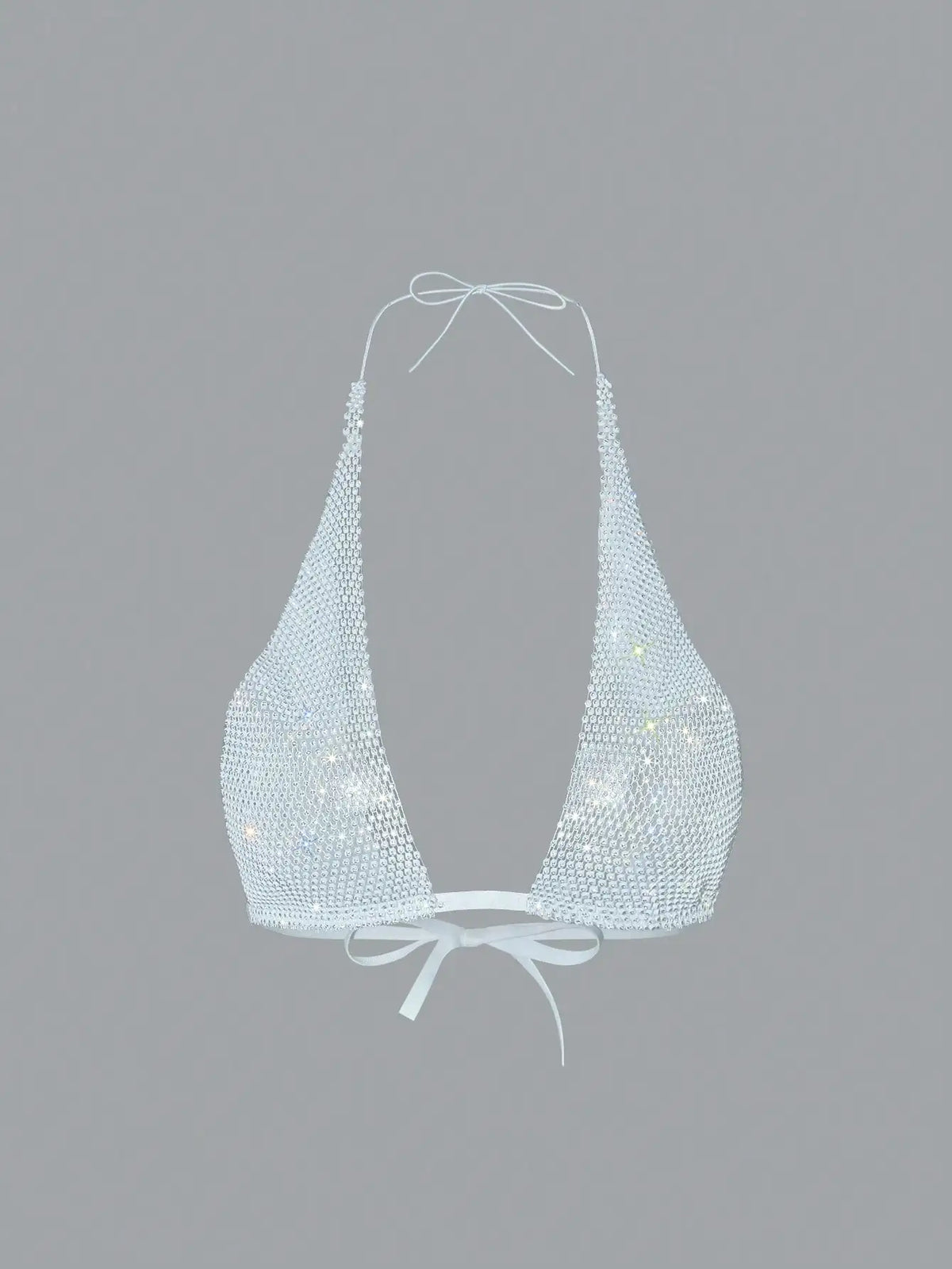 Shiny Rhinestone Backless Camisole For Women Sexy Deep V Neck Halter Neck Bandage Tank Top Rave Party Club Crop Top 2025 New