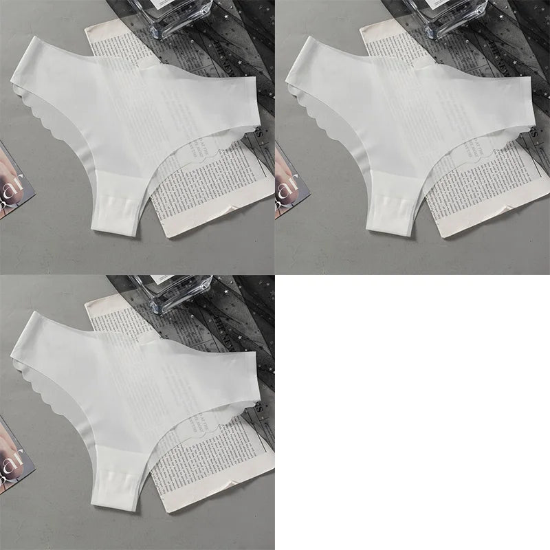 1/3PCS Sexy Women's Low Waist Light Transparent Panties Solid Color Underwear Antibacterial Crotch Ice Silk Underwear Briefs