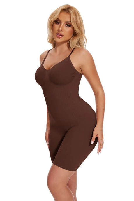 Women V Neck Shapewear Tummy Control Bodysuit Breathable Tank Top Sexy Adjustable Strap Full Body Shaper High Stretch Anti Chafing Faja Invisable Comfortable Shorts Slimming Waist Trainer Butt Lifter 3 Colors Available
