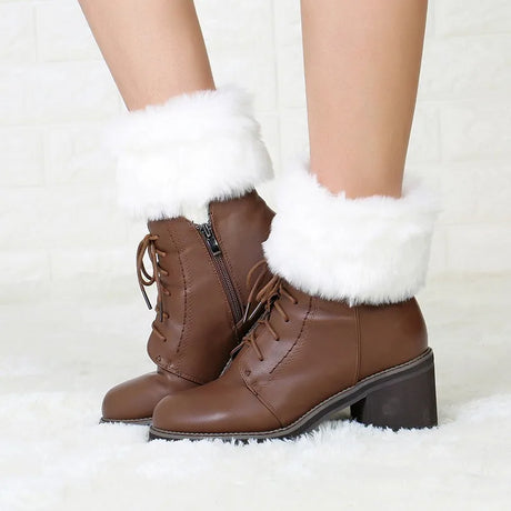 Women's Winter New Average Size Short Flip Flop Fur Warm Socks Boot Covers Knitted Wool Leg Warmers Breathable Anti-friction