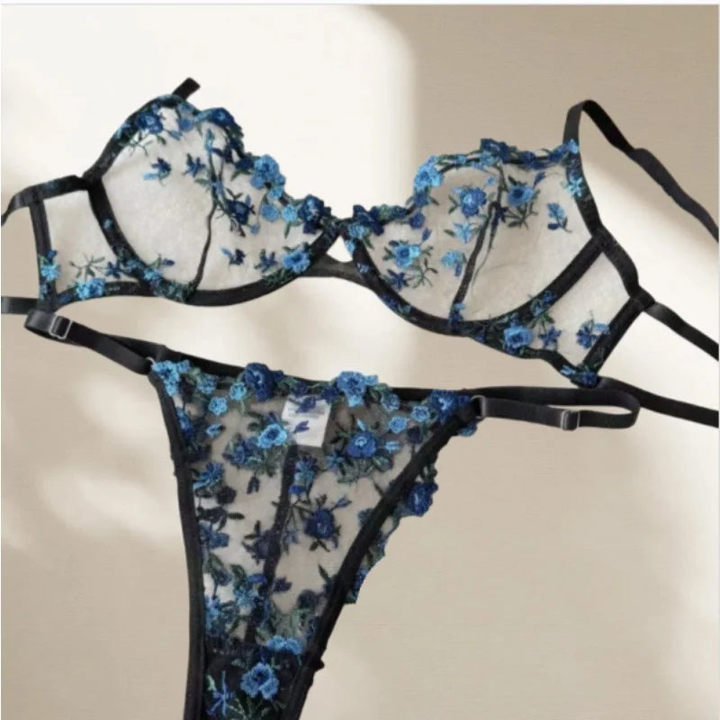 Sexy Sheer Lace Flower Embroidery Underwire Bra for Women, Large Breast Minimizer Anti‑Sagging Comfort Everyday Wear YEMOMO S‑XL