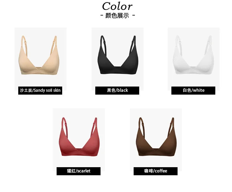 Triangle Non-paded Bralettes Women Wireless Deep V Bras Plunge Unlined No Underwire Brassiere Seamless Comfortable Everyday Bras