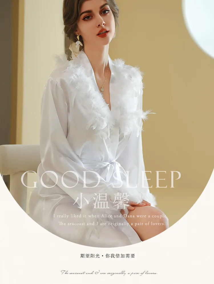 Customized Bathrobe for Women Personalized Name And Date Robe Add Any Text Gown for Bridal Party Feather Bride Robes