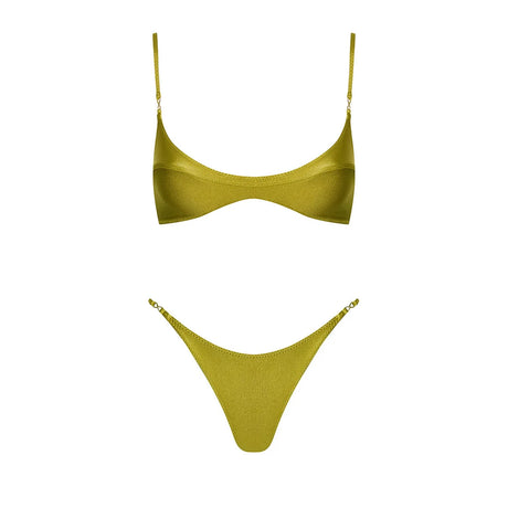 Bandeau 3Pcs Biquini Sexy Bikini Women Swimsuit Push Up Swimwear Female Strappy Bathing Suits Green Bodysuit Beachwear Swim Suit