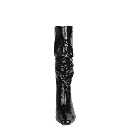 2024 NEW Fashion High Tube Knee High Boots 10cm/6.5cm Thick Heel 21 Colors Women Short Plush Boots Size 45 Winter Leather Shoes