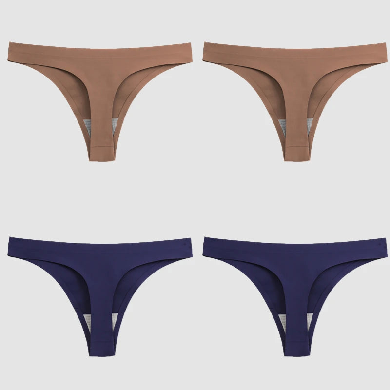 WarmSteps 4PCS/Set Sexy Women Panties Silk Satin Female Thongs Lingerie Soft Cozy Underwear Hot G-Strings Seamless Sports T-Back