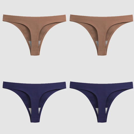 WarmSteps 4PCS/Set Sexy Women Panties Silk Satin Female Thongs Lingerie Soft Cozy Underwear Hot G-Strings Seamless Sports T-Back