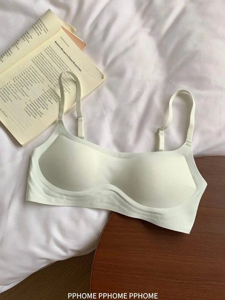 Plunge Neck Floral Demi Cup Bra Small Bust Wirefree Push Up Seamless Invisible Thin Cute Teen Girls Daily Wear Underwear
