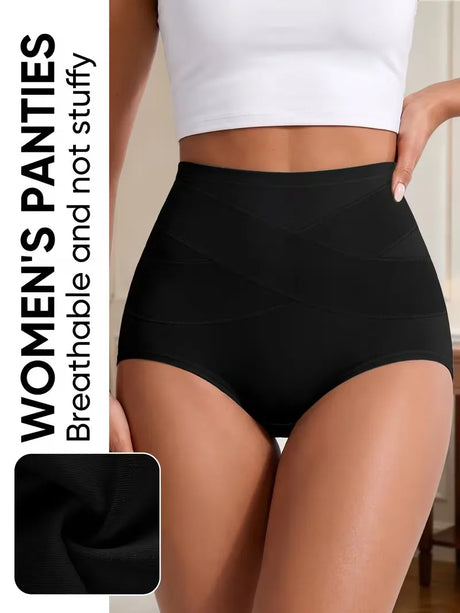 High Waist Seamless Women Brief Underwear 8 Pack Plus Size Gentle Tummy Control Waist Hip Shaping Close Fitting Shorts
