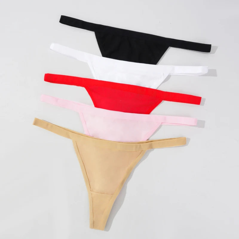 5Pcs Sexy Cotton Thongs Low Waist Seamless Female Comfortable Lingere Underpants Breathable Underwear Women G String