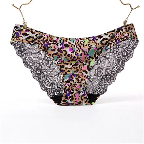 Women's Seamless Underwear Leopard Intimate Women Sexy Lace Black Floral Panties Seamless Panty 3pcs/set