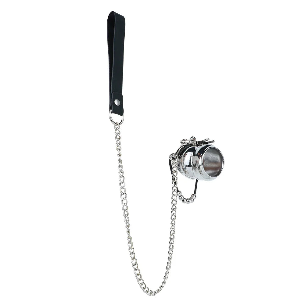 ORALSX Stainless Steel Testicle Pendant Scrotum Locking Ring Male Penis Bondage Rings BDSM Penis Exercise Gay Adult Sex Toys