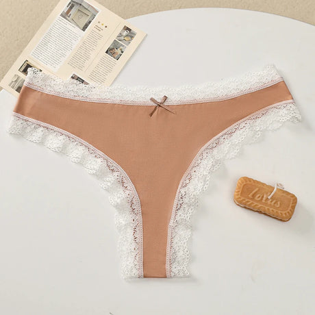 BZEL Women's Lace Floral Thongs Sexy Leopard Breathable Panties Low Waist G-String Female Fashion Underwear Cozy T-Back Lingerie