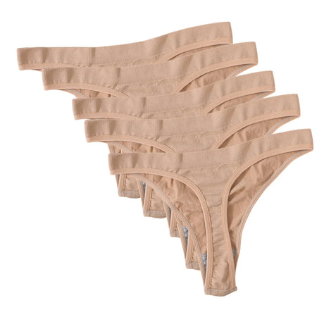 5Pcs/Set Women Brazilian Panties High Waist Thongs G-string Female Underpants Solid Color T-back Underwear Sexy Lingerie M-XL