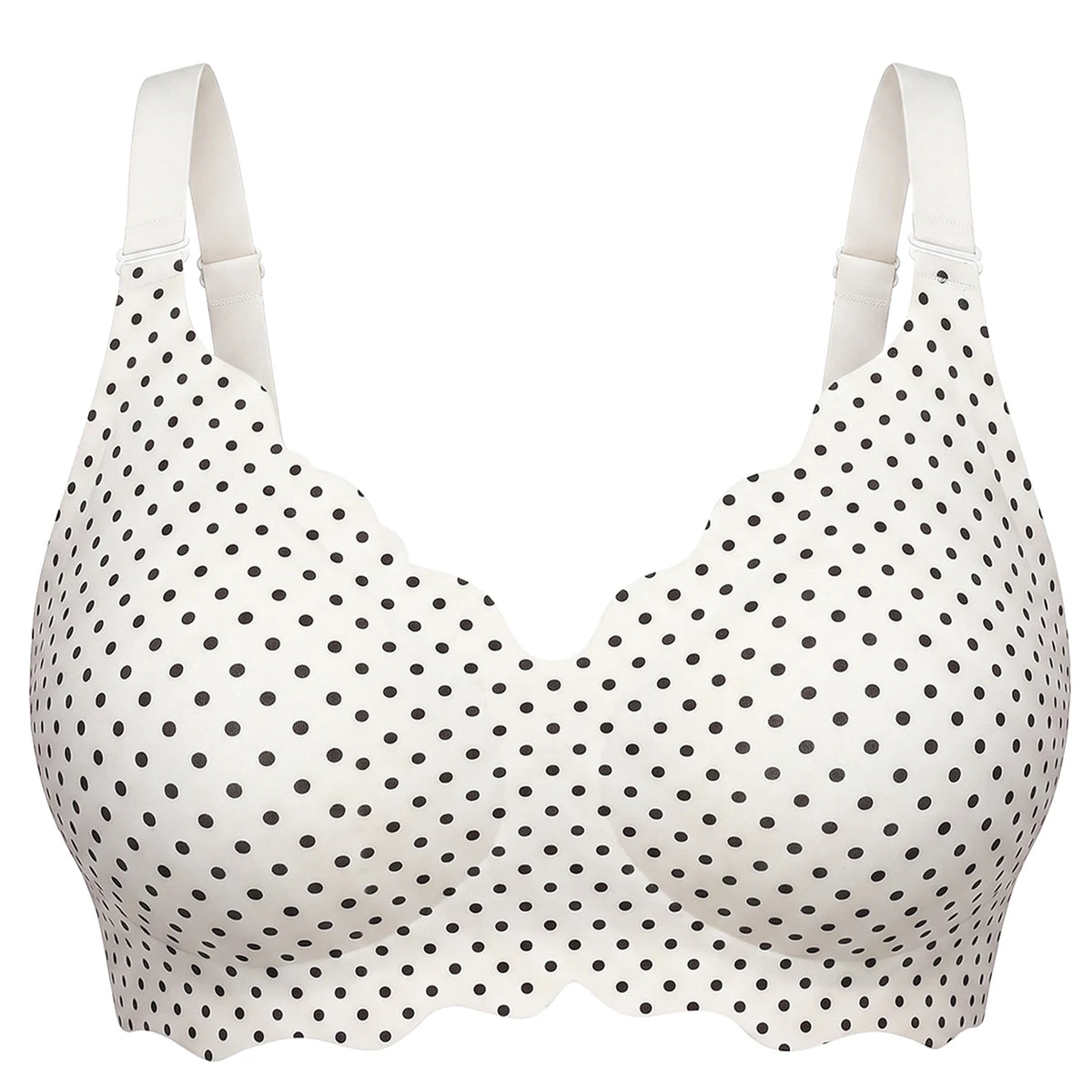 Bras for Women No Underwire Scalloped Wireless Push Up Bra Seamless Full Coverage Supportive Plus Size Tshirt Bra, Soft Breathable Comfortable Bralette, Leopard & Polka Dot Print Ice Silk Bra