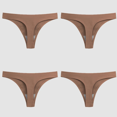 WarmSteps 4PCS/Set Sexy Women Panties Silk Satin Female Thongs Lingerie Soft Cozy Underwear Hot G-Strings Seamless Sports T-Back