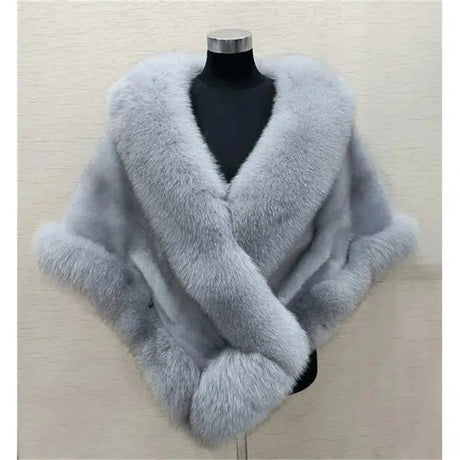White Fur Shawl Women's Jacket Autumn Winter Faux Mink Fox Fur Dress Cheongsam Cloak Coats New 2026 Thicken Warm Short Outwear