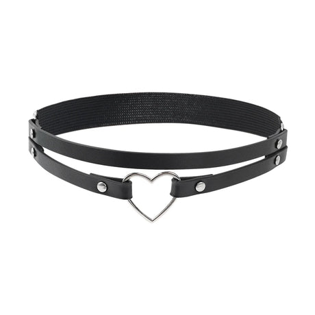 Punk Black Heart Leather Sword Belt Waist Garter Handmade Body Bondage Sexy Leg Suspenders Harness Stockings Belts for Women