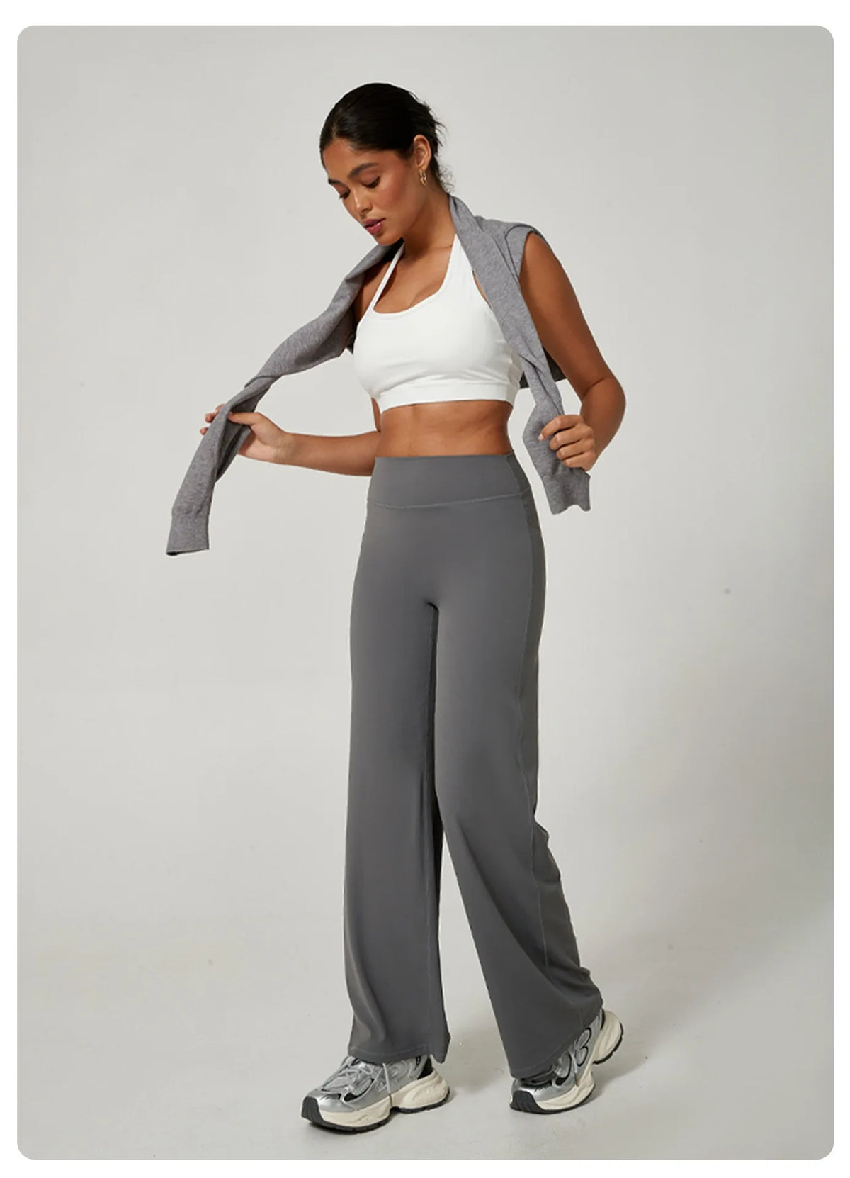 DFXEN LOGO New Women Wide Leg Yoga Pants High Waist Butt Lift Loose Fitness Gym Workout Flare Leggings Casual Sports Trousers