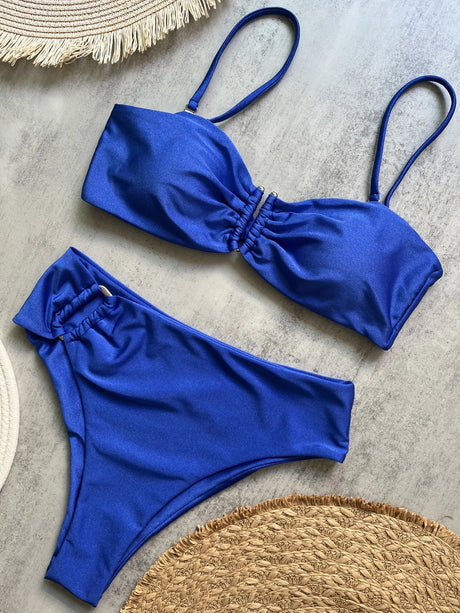 Bandeau Bikini Push Up Women Swimsuits 2025 Sexy Female Swimwear Brazilian Bikini Set Thong Biquini Swim Suits Solid Beachwear