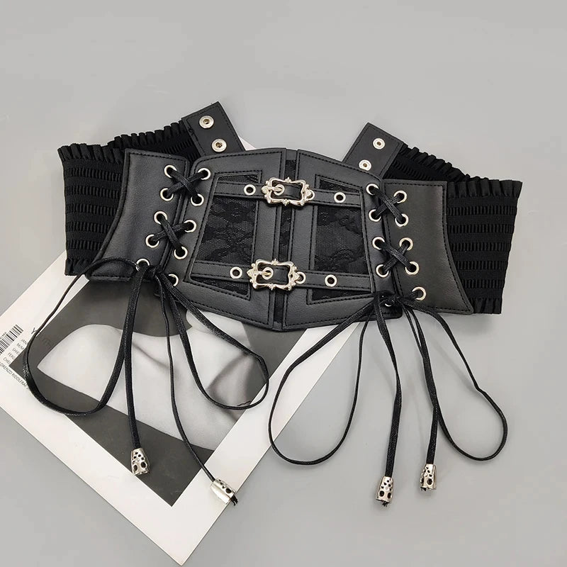 Ladies's Retro corset Belts Pin Buckle Elastic Lace