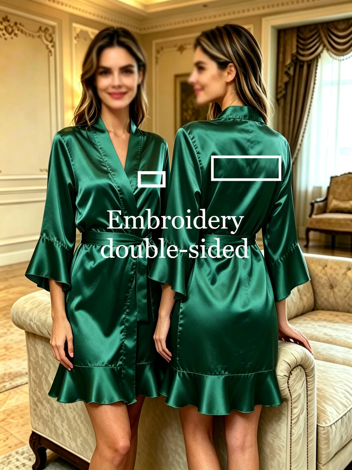 Custom Name Embroidery Satin Kimono Robe Personalized Name Bridesmaid Bride Wedding Getting Ready Morning Robe Bridal Party Gift