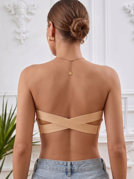 Solid Strapless Wireless Women's Bra Bralette Side Clasp Push up Bra Breathable Back Comfort Unpadded Bras