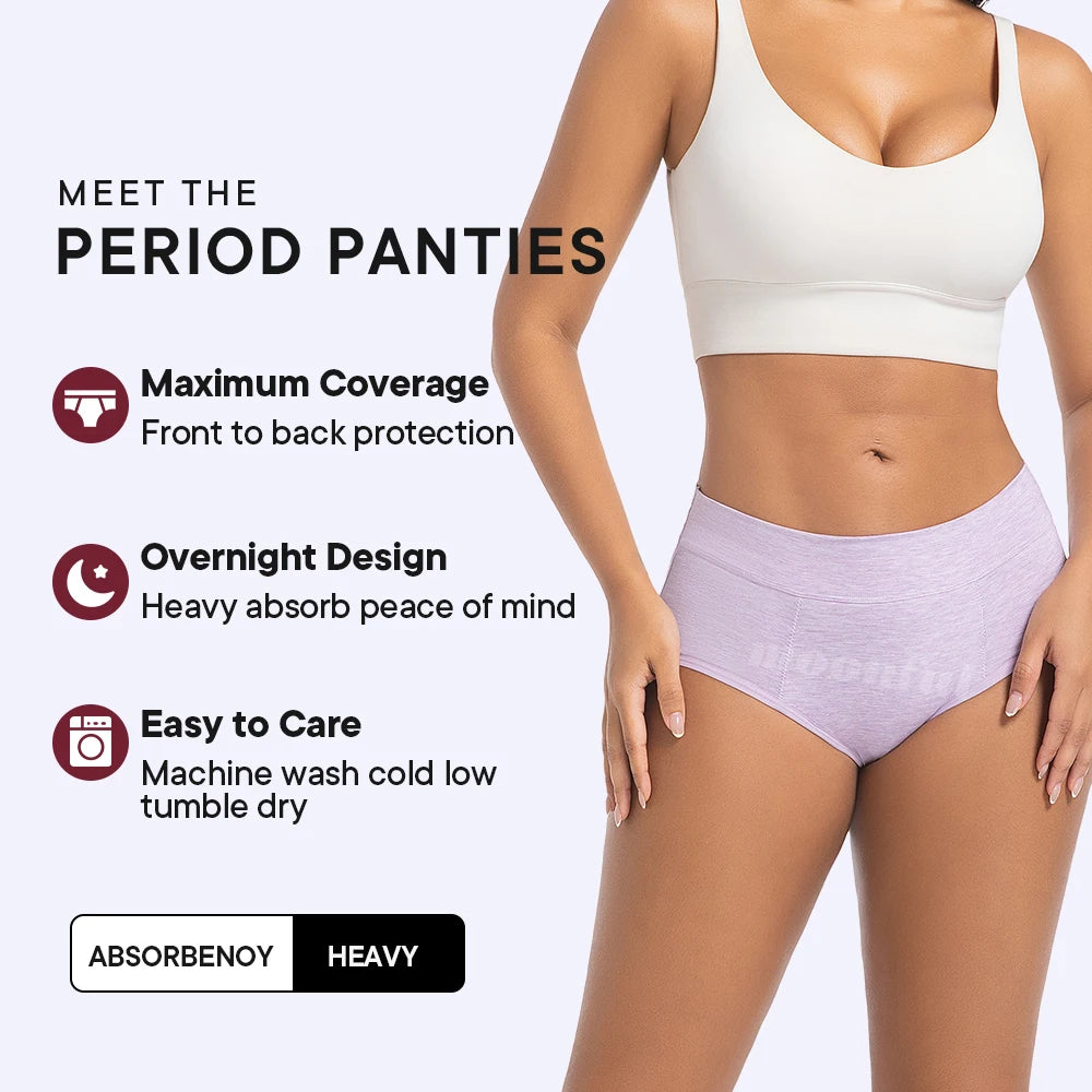 Menstrual Panties Woman Super Absorbent Menstrual Panties High Waist Bamboo Fiber Leakproof Menstruation Period Underwear Girl