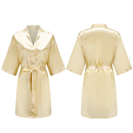 Women's Pure Short Silky Robes Bridesmaid Bride Party Satin Robes Sleepwear