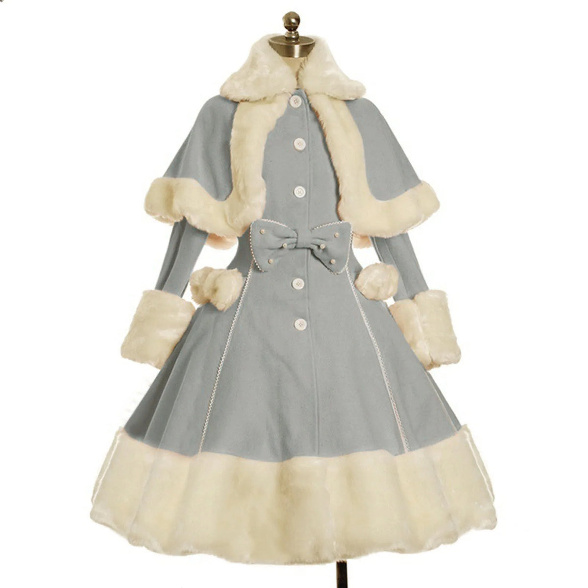 Thicken Christmas Dress Xmas Cloak Princess Cosplay Costume Red Winter Dress Women Long Sleeved Gown Furry Anime Role Outfit