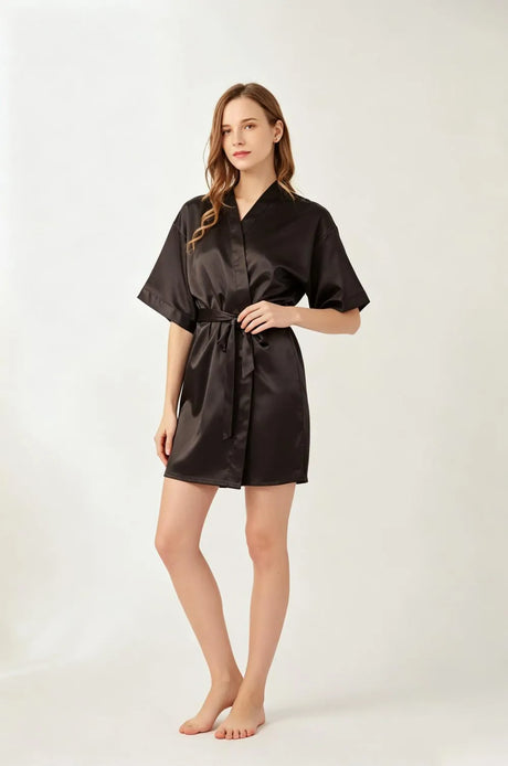 Women Satin Kimono Robe Silky Bride Bridesmaid Bathrobe Short Nightgown for Wedding Party Spa Sleepover Home Sleepwear Robes