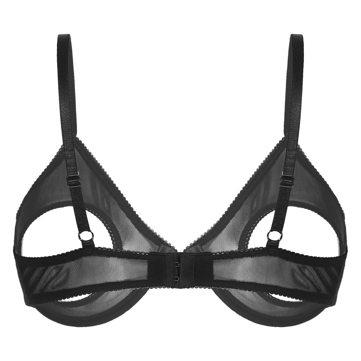 Women's Sheer Mesh Hollow Out Open Nipples Underwired Bra Tops Push Up Unlined Bralette Bra Sexy Brassiere Balconette Underwear