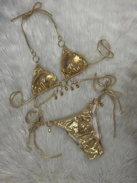 New 2026 Luxury Rhinestones String Bikinis Set Women Summer Beach 2 Piece Swimsuit Female Triangle Swinwears